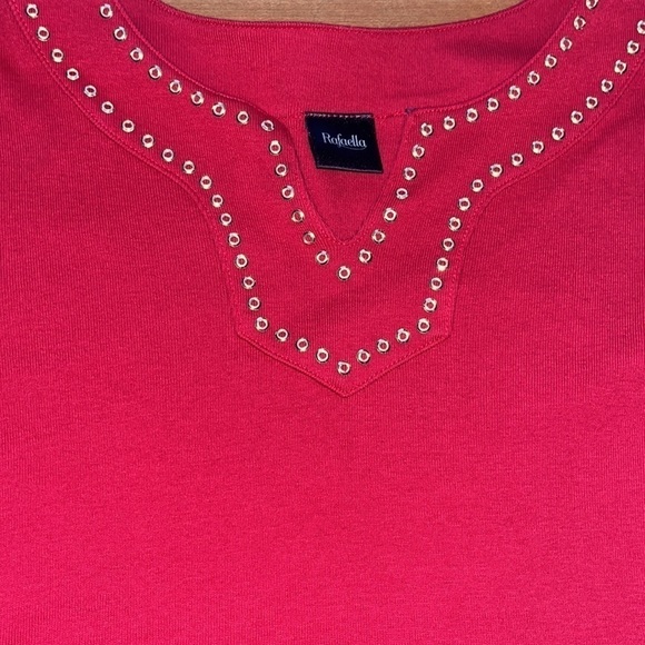 Rafaella women’s red 3/4 sleeve top Size Medium - Picture 3 of 8